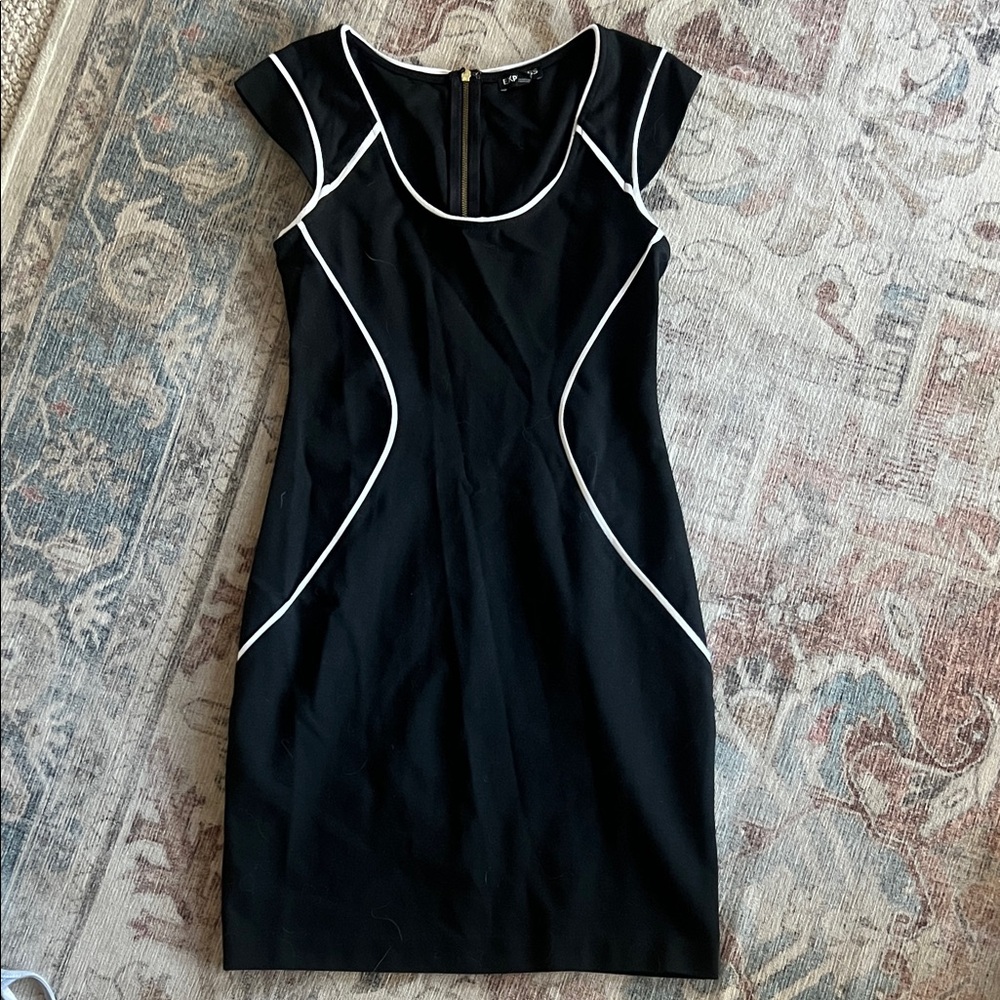 Express Black Midi Dress with White Piping